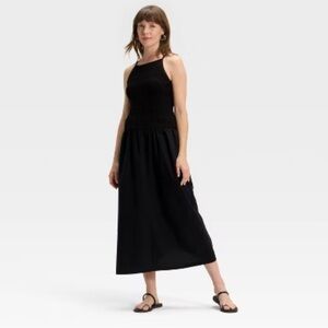 New Women’s Black Sleeveless Drop Waist Maxi Sweater Dress, Medium